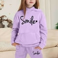 thumbnail image 2 of Boys Girls Active Sweatsuit 2PC Long Sleeve Purple Sweatshirt Sweatpants Fall Winter Clothes Girl Clothes 8-9 Years, 2 of 4