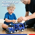thumbnail image 5 of Toys for 2 Year Old Boy, Police Truck Toys Cars with Lights & Sounds, Toy Trucks Car for Boys 2 3 4 5 Years Old, 5 in 1 Toddler Carrier Truck Toy with 4 Pull Back Cars, Best Birthday Christmas Gifts, 5 of 8