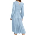 thumbnail image 3 of MAWCLOS Women Loose Long Sleeve Maxi Dresses Party Swing A Line Dress Light Blue M, 3 of 3