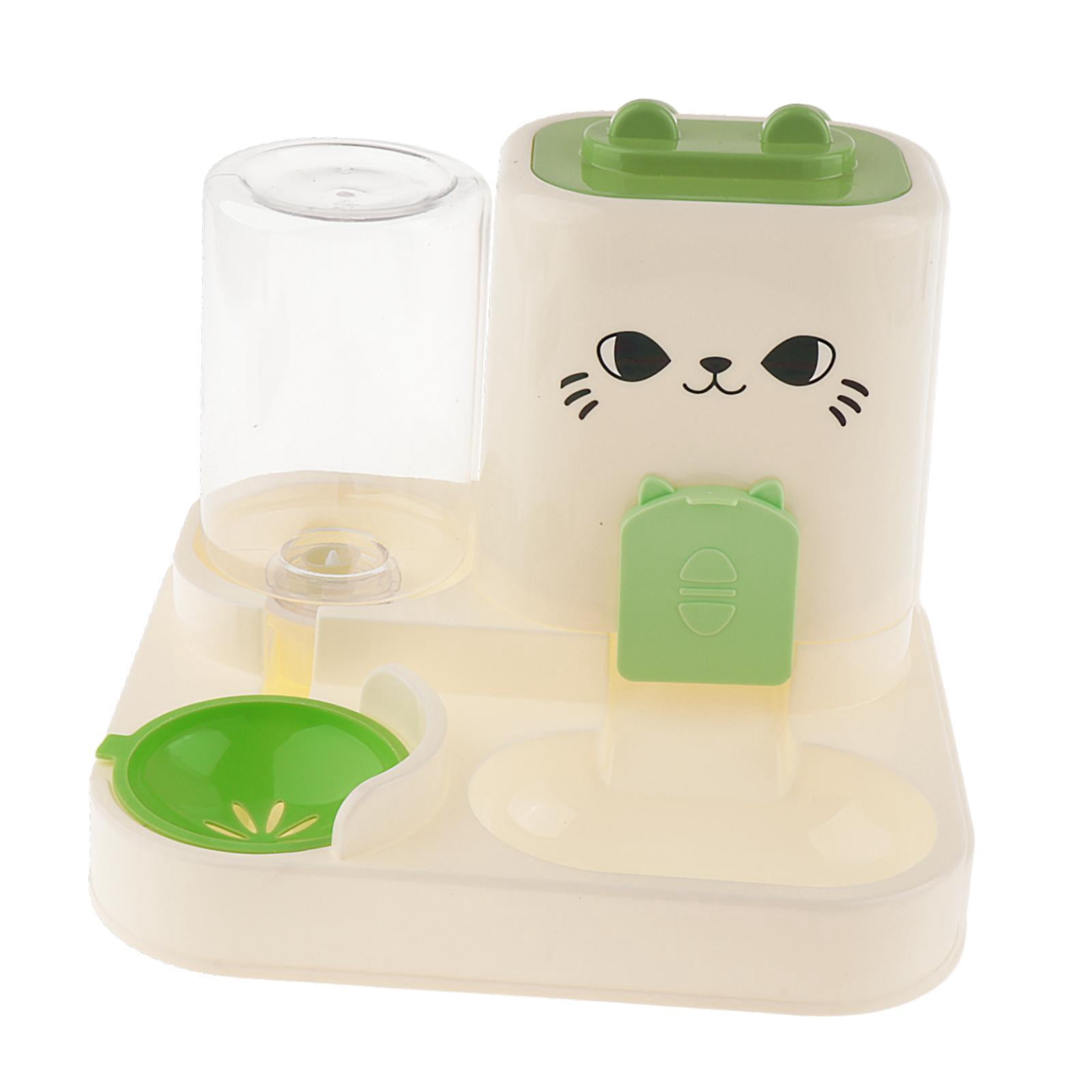 Serenable 2 in 1 Automatic Pet Feeder Water Dispenser Portable Travel Supplies Cat Food Bowl Food Container for Kitten Small Dogs Bunny Green