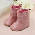 thumbnail image 2 of Povozer Infant Baby Boys Girls Plush Winter Snow Boots Cowboy Soft Boots(Red,7), 2 of 6