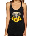 thumbnail image 1 of Elephant Sunflower Cute Love Animal Lover Tri-Blend Racerback Tank Top, Vintage Black, Large, 1 of 3