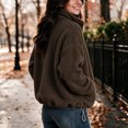 thumbnail image 5 of Fleece Jacket Women Solid Color Stand Collar Zip Up Fuzzy Short Coat with Pockets for Fall Daily Wear and Casual Outings, 5 of 8