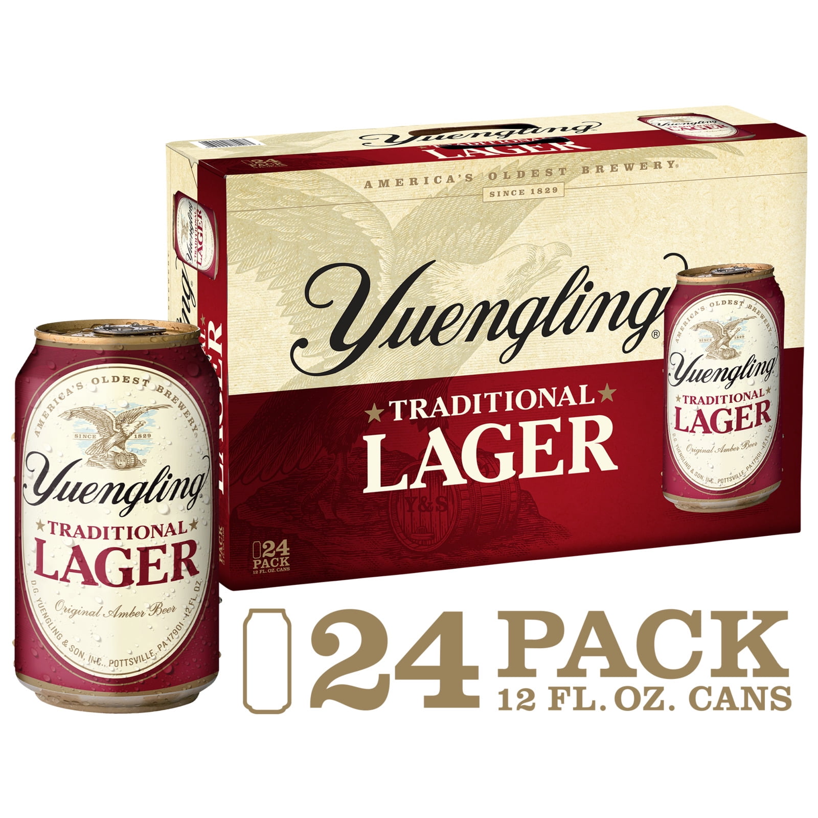 Yuengling Lager Beer, 24 Pack Beer, 12 fl oz Cans, 4.5 ABV