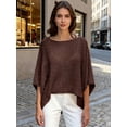 thumbnail image 4 of LMLYSoH Women's Mesh Knit Poncho Tops Fashion Solid Color Batwing Sleeve Boat Neck Cover Ups for Summer Daily Wear, 4 of 9