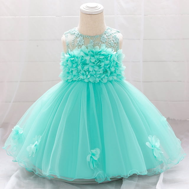 LEEy-world Vêtements pour Fillettes, Robe d'Été à Manches Courtes à Volants pour Bébé Fille, Vert