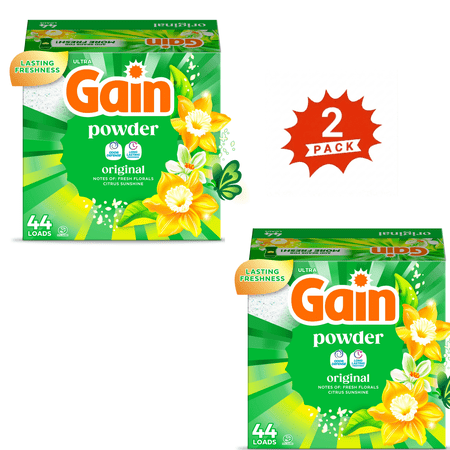 Gain Original Scent Powder Laundry Detergent ,80 oz, 88 Loads, (2-Pack)