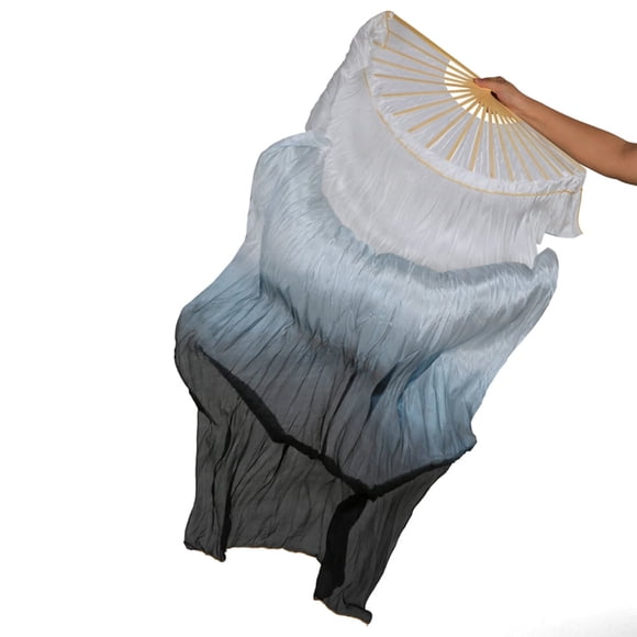 1 Pair(Left and Right) 70.8x35.4in 100% Real Silk Triple-colors Belly Dance Fans Veil Hand Made Belly Dance Fans