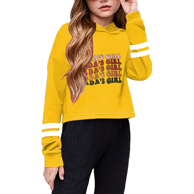 MIASHUI Girls Sweatshirt Long Sleeves Crop Top Letter Print