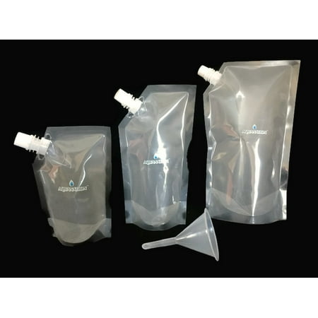Hurricane Rum Drink AquaNation - Concealable And Reusable BPA Free Travel Kit - Sneak Smuggle Drinks Alcohol Rum Wine Whiskey Booze Runner Bags Set (3 Pieces (1x8oz + 1x16oz+ 1x32oz) + Free Funnel) ()