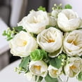 thumbnail image 3 of Artificial Flowers 2 Bunches Fake Peony Silk Flowers Arrangements with Eucalyptus Leaves Faux Realistic Bouquet for Wedding Decoration Home Table Centerpiece (Cream White), 3 of 5