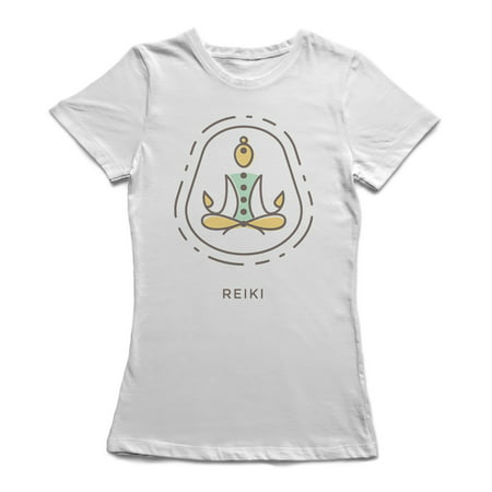 Reiki Balance Chakras Silhouette Women's White Yoga T-shirt