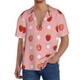 thumbnail image 1 of Balery Strawberries Camisa Casual de Manga Corta con Botones para Hombre, Texturizada, Estilo Cubano, para Playa, Verano-4X-Large, 1 of 5