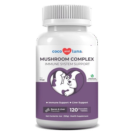 UPC: 0697478183627 | Coco and Luna Mushroom Complex Immune Support for Dogs 120 Chewable Tablets