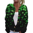 thumbnail image 2 of Womens Saint Patrick's Day Cardigan Sweaters Shamrock Pattern Long Sleeve Button Down Cardigan Saint Patrick's Day Gifts, 2 of 5