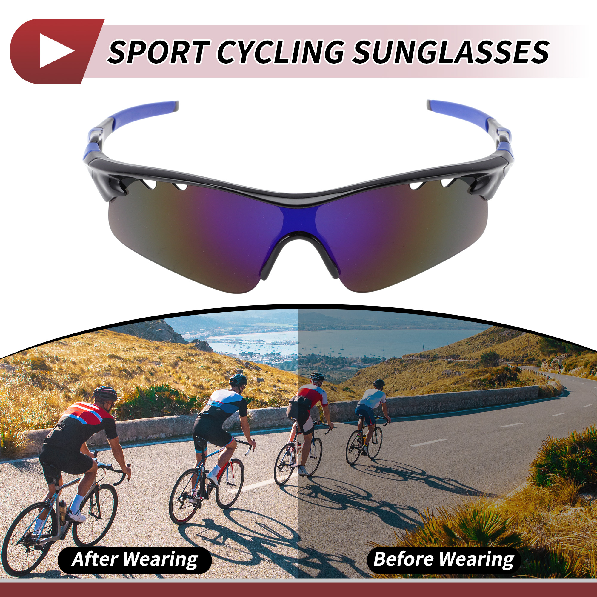 Unique Bargains 1 Set Motorcycle Riding Goggles PC Tri-acetel Cellulose Outdoor Sports Sunglasses for Motocross Dirt Bike ATV Blue Silver Tone Lens Blue Black Frame
