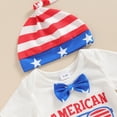 thumbnail image 5 of Okbabeha My First 4th of July Outfit Baby Boy Fourth of July  one-piece  Romper+American Flag Overall Pants+Knot Hat Clothes Set, 5 of 7