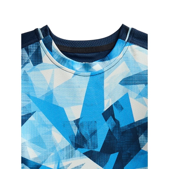 Athletic Works Boys Short-Sleeve Printed Performance Top — Blue/Black, M 2