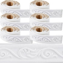 532 x 2in Molding Peel and Stick Foam White Self Adhesive Flexible Trim 3D Sticky Vintage Decorative Wallpaper Border Wall Edging Foam Baseboard Mirror Border Wall Lines Hotel DIY Decor White