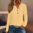 thumbnail image 2 of UTSJKR Hoodies for Women Long Sleeve Eyelet Tops Button Casual Loose Fit Shirts Fashion Lightweight Pullover Yellow M, 2 of 6