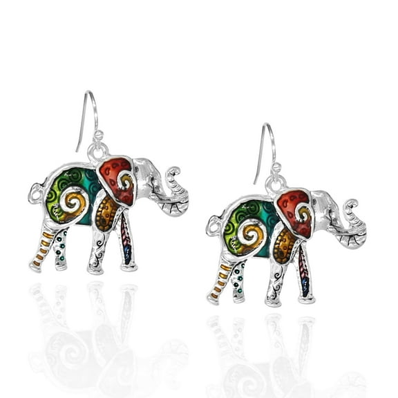 BESHEEK Handmade Mosaic Elephant Fashion Earrings | Handmade Hypoallergenic Boho Beach Gala Wedding Style Fashion Earrings