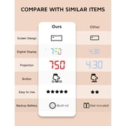 Mpow Projection Alarm Clock, Digital Clock with 180° Rotatable Projector, 3-Level Brightness, Progressive Volume, USB Charger, Battery Backup, Digital Alarm Clock for Bedroom