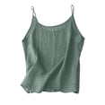 thumbnail image 2 of Pxxlle Linen Tank Tops for Women Summer Casual Spaghetti Strap Camisole Loose Fit Sleeveless Side Split Shirts Army Green M, 2 of 3