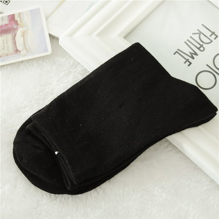 

MRULIC socks for women 1Pair Mens Non Elastic 100% Pure Cotton Socks Comfort Soft Grip Diabetic Black + One size