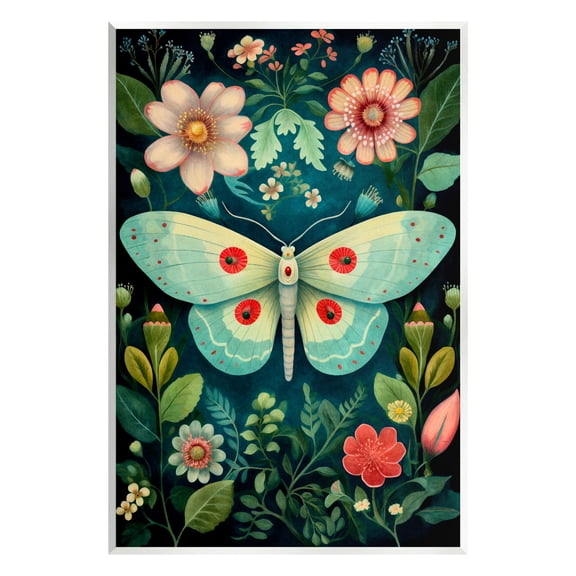 Stupell Industries Green & Pink Moth Pattern Animals & Insects Painting Unframed Art Print Wall Art, 10 x 15