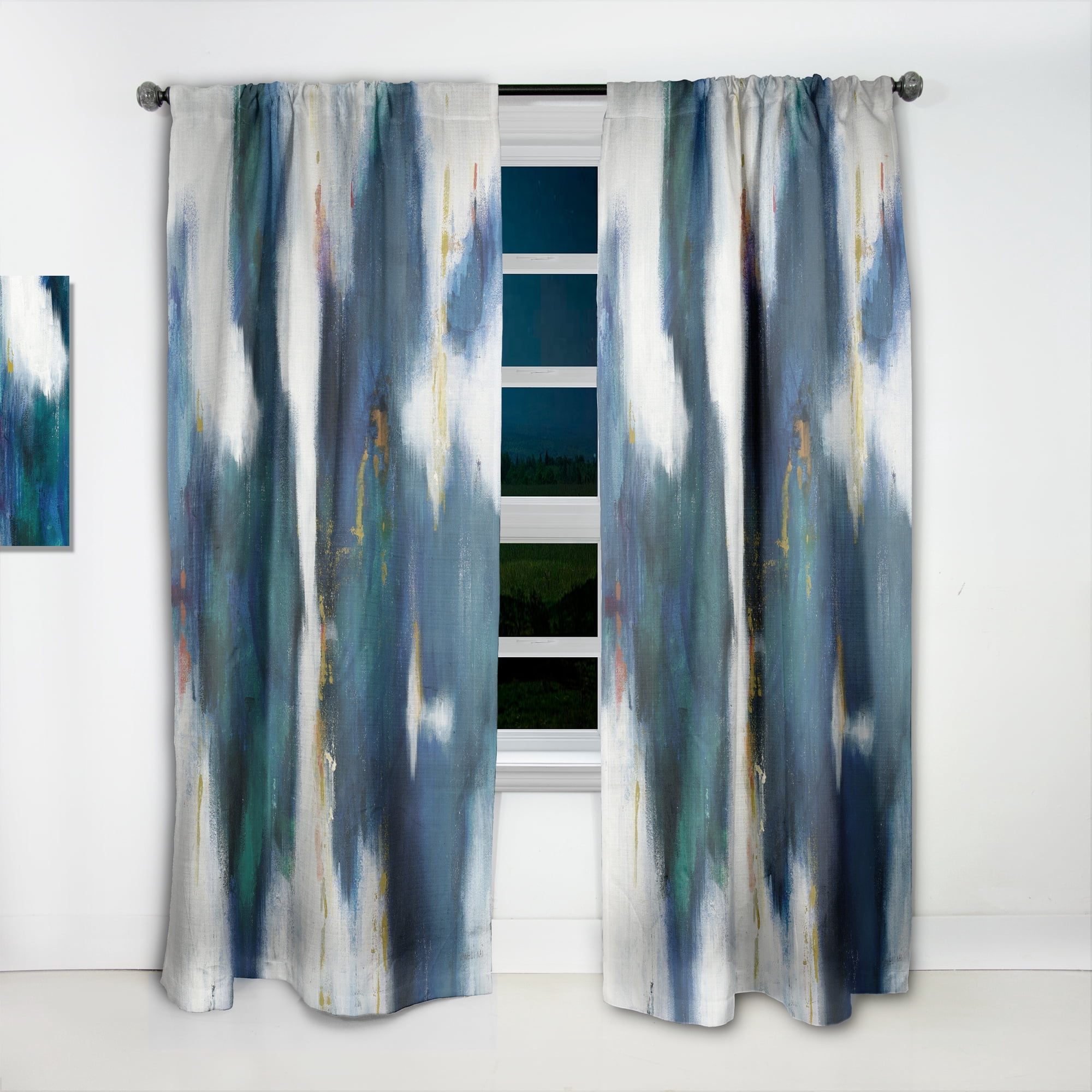 Designart 'Fractal Blue Glam Texture I' Contemporary Curtain Panel