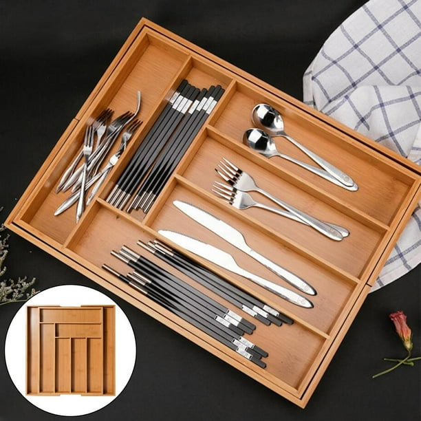 Organizador de cubiertos extensible ajustable Bandeja de cajon Separador de almacenamiento de vajilla de cocina para cocina Organizador de cubiertos BLESIY Organizador de cubiertos Walmart en linea