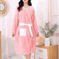 thumbnail image 7 of Kaemgyyd Robes for Women Fluffy Fuzzy V Neck Bath Robe Knee Length Bathrobe Bow Front Ladies Outfits（Watermelon Red,One Size）, 7 of 7