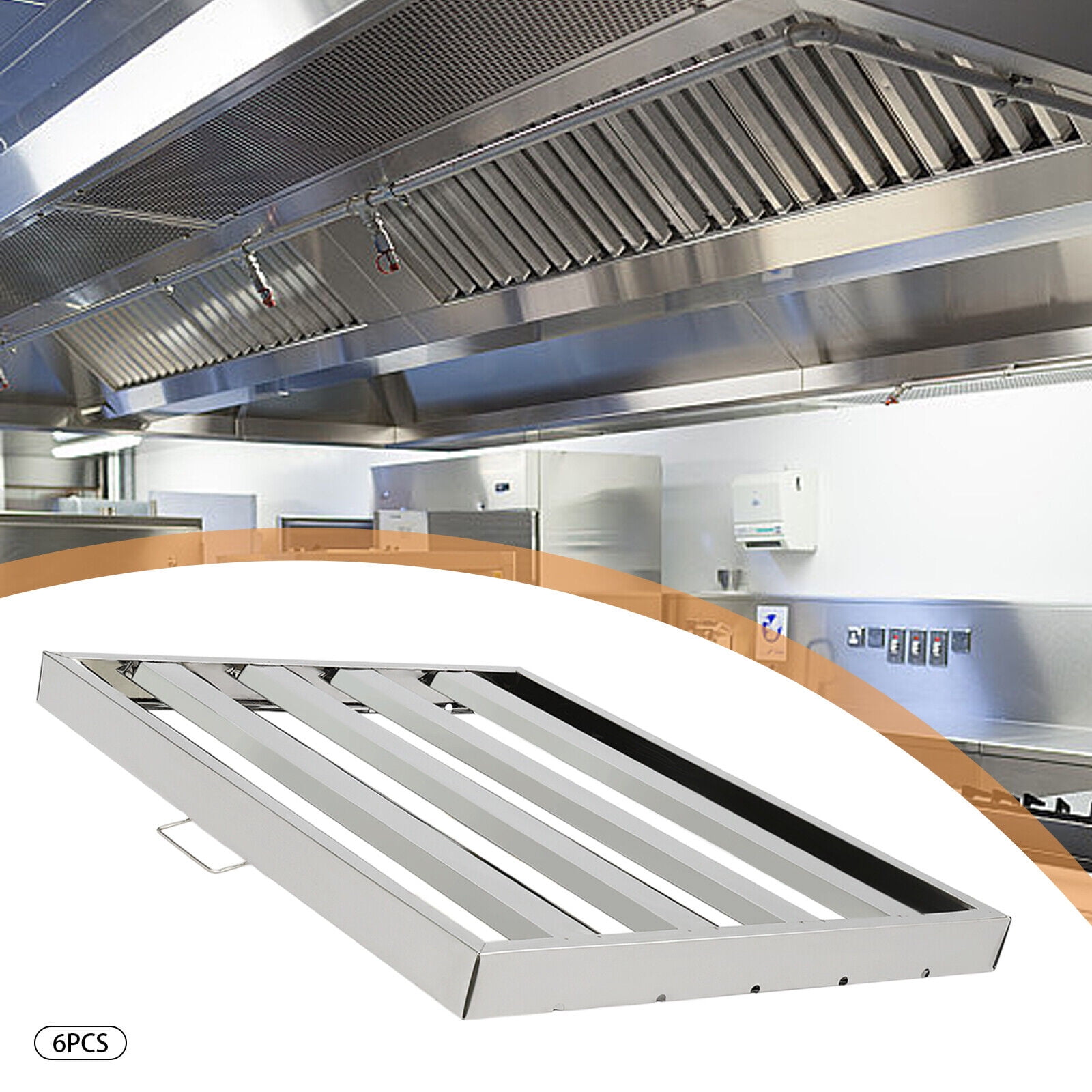 Stainless Steel Square Hood Filters Grease Commercial Exhaust Filter Baffle Kitchen Silver 19.5"x24.5"