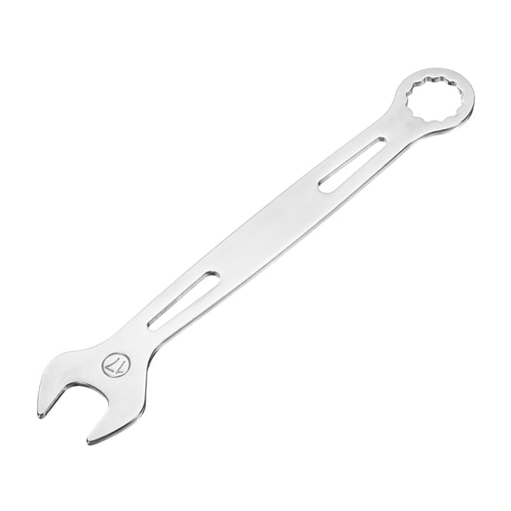 Uxcell Combination Wrench 17mm Metric Super Thin 12-Point Box and Open End Chrome Vanadium Steel Double Ended Spanner Tool for Automotive Furniture Machinery DIY Repair, Silver