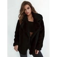 thumbnail image 5 of Women Winter Coats Lapel Faux Fur Jackets Open Front Mid-Long Cardigan Coat Casual Warm Winter Outwear Jackets Black S, 5 of 6