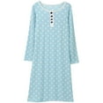 thumbnail image 6 of Women's Polka Dot Nightgown Long Sleeve Button Up Nightshirt Over Knee Length Nightdress Casual Soft Sleep Dress Loungewear, S-2XL, 6 of 7