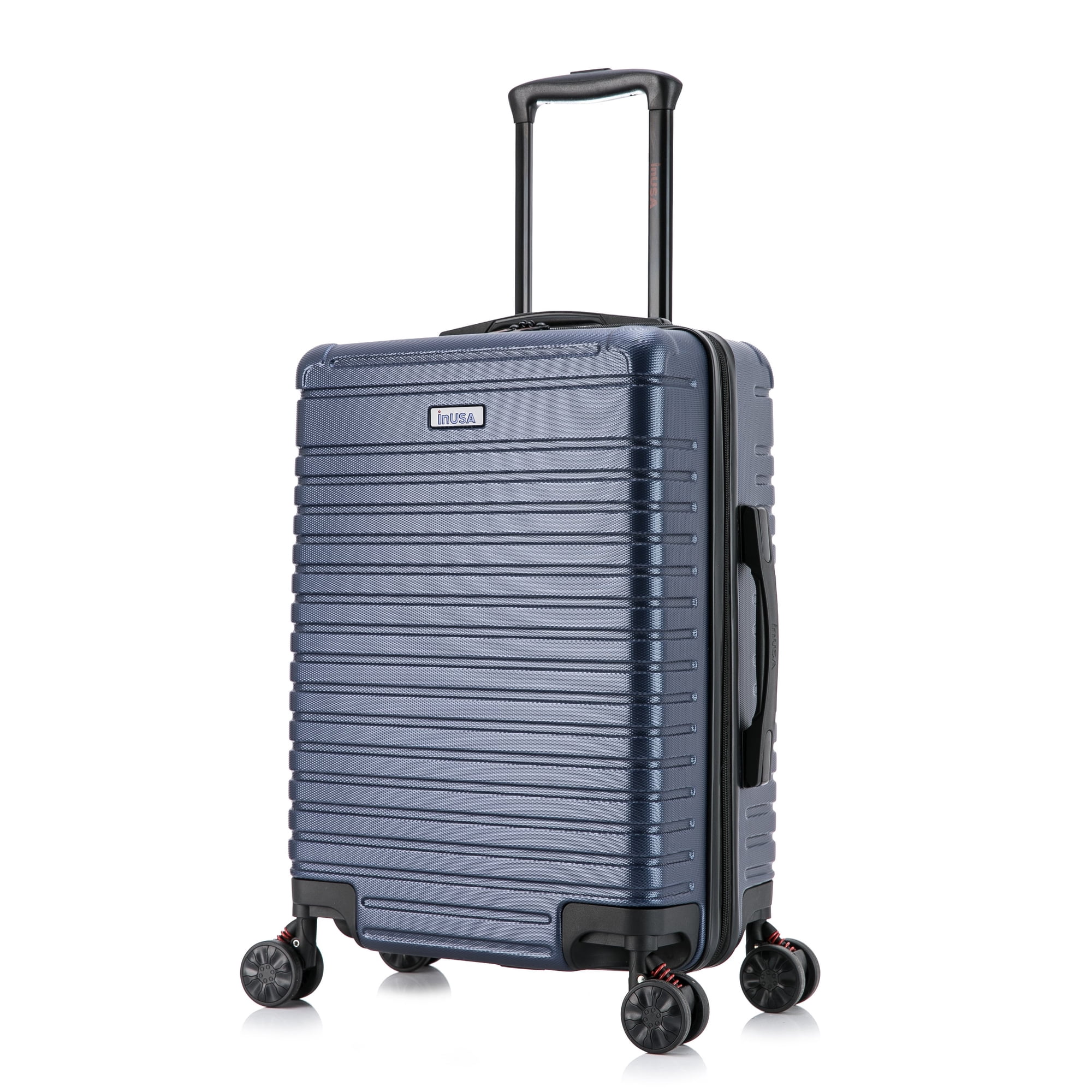 InUSA Deep 20 Hardside Lightweight Luggage with Spinner Wheels Handle Studs Trolley Blue