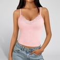 thumbnail image 2 of HAYIMI Women Lady V Neck Lace Patchwork Tank Tops With Straps Summer Solid Color Sleeveless Birthday Camisole, 2 of 5