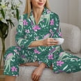 thumbnail image 6 of Pajama Sets for Women 2 Pcs, Abstract Cute Horse Flower Green Button Down Long Sleeve Sleepwear Lounge PJ Sets, 6 of 6