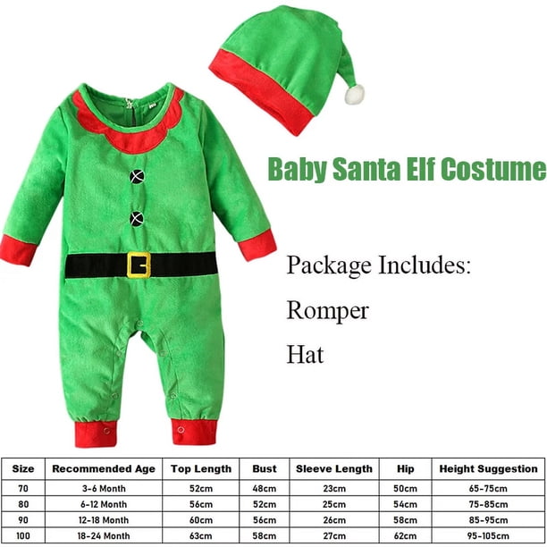 Recién llegado 2024, traje navideño para bebé, mameluco de Papá Noel para bebé, disfraz de elfo de Papá Noel para recién nacido