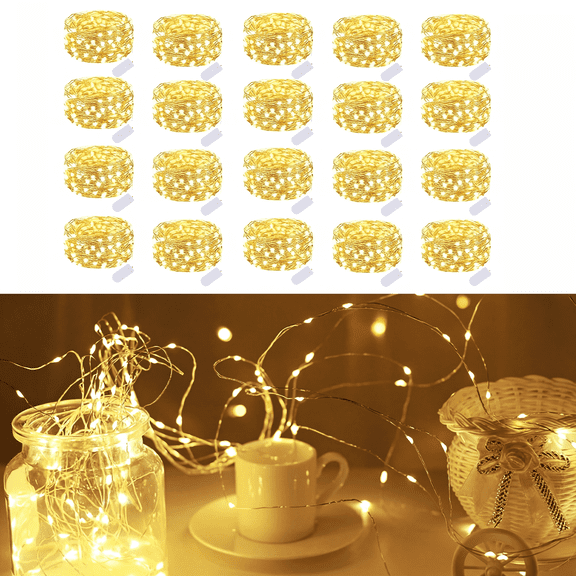 20 Pack Fairy Lights Battery Operated, 3.3ft 20 LED Mini String Lights for Indoor Party Christmas Decorations Warm White