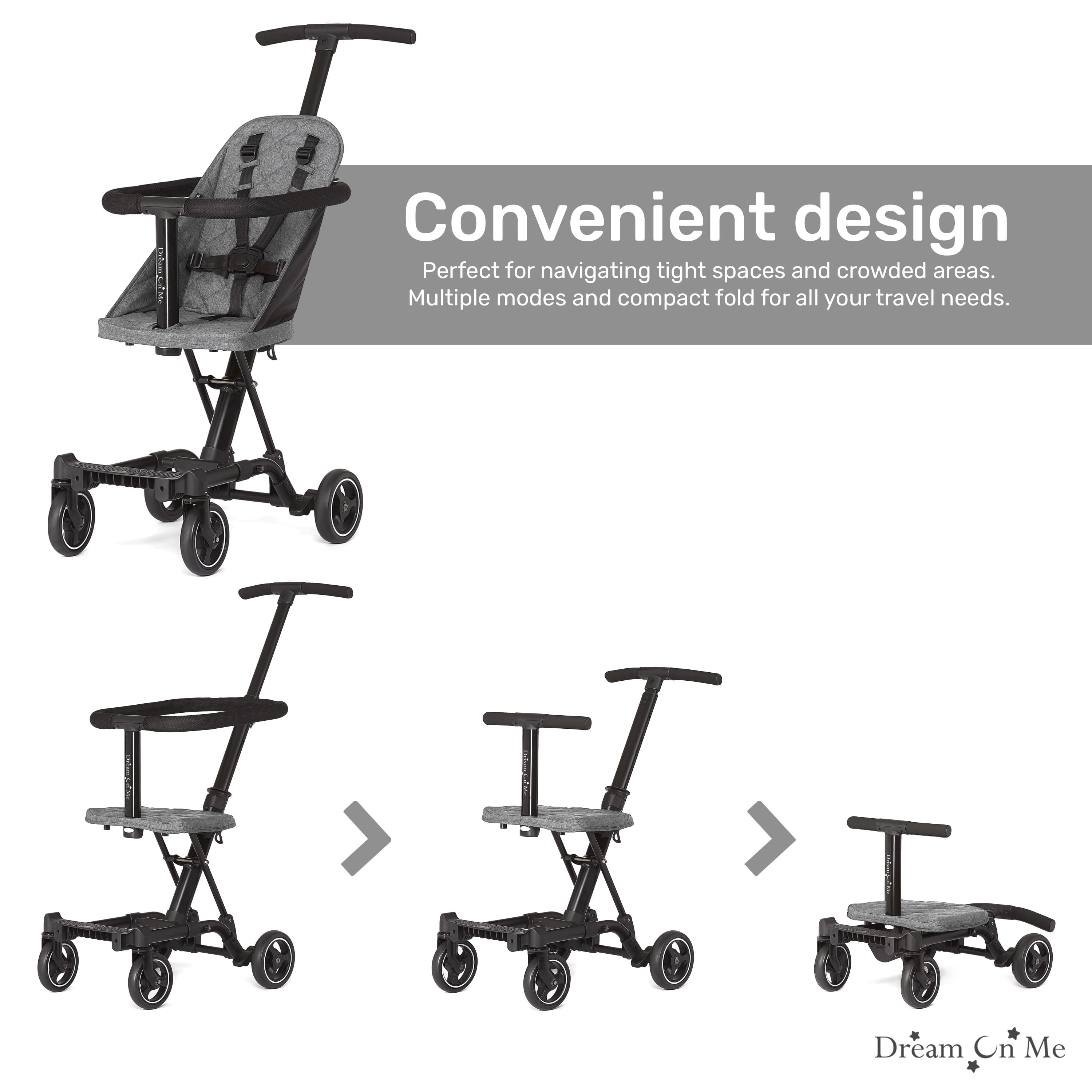 Dream On Me Coast Rider | Travel Stroller | Lightweight Stroller | Compact | Portable | Vacation Friendly Stroller, Gray