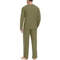 thumbnail image 3 of Men's Pajama Set Long Sleeve PJs with Pants Solid Color Lightweight Sleepwear Comfortable Loungewear Breathable Sleep Sets Soft Nightwear with Pocket Warm Pijama 3XL, 3 of 6