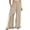Beige, variant on KHONTS Women's Wide Leg Pants High Waist Ruffle Hem Casual Loose Cropped Trousers Solid Color Lightweight Pants for Daily Wear Orange XL