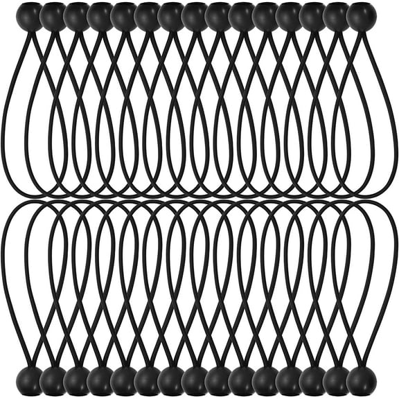 Ball Bungee Cords,30Pcs Bungee Cords with Balls,Heavy Duty Tarp Bungee with Balls 6 Inch,Weather Resistant Tie Down Strap Cords Bungee Ball for Camping,Tents,Outdoor Holding Wire(Black)