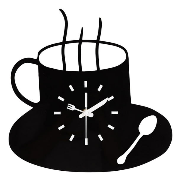Reloj de pared de reloj de pared de aspecto de café creativo para el hogar (negro)