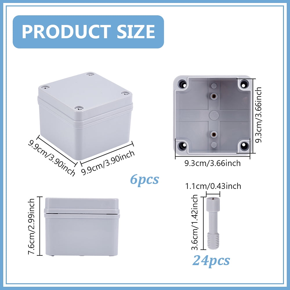 Outdoor Waterproof Plastic Junction Box Square Light Grey 99x99x76mm Inner Diameter: 93x93mm