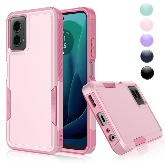 Motorola Moto G Power 5G 2024 Case ,Sturdy Phone Case for Moto G Power 5G 2024 6.7 inch ,Njjex Shockproof Protection Heavy Duty Armor Hard Plastic & Rubber Rugged Bumper 2-in-1 Case Cover -Pink
