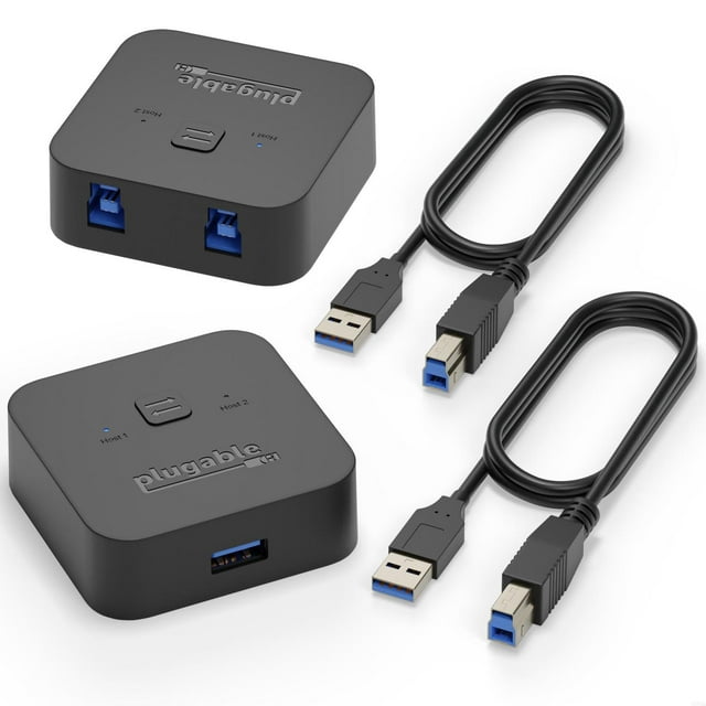 Plugable USB3-SWITCH2 USB Switch USB Type B, External, 1 USB Port, 1 USB 3.0 Port, PC, Mac, Linux