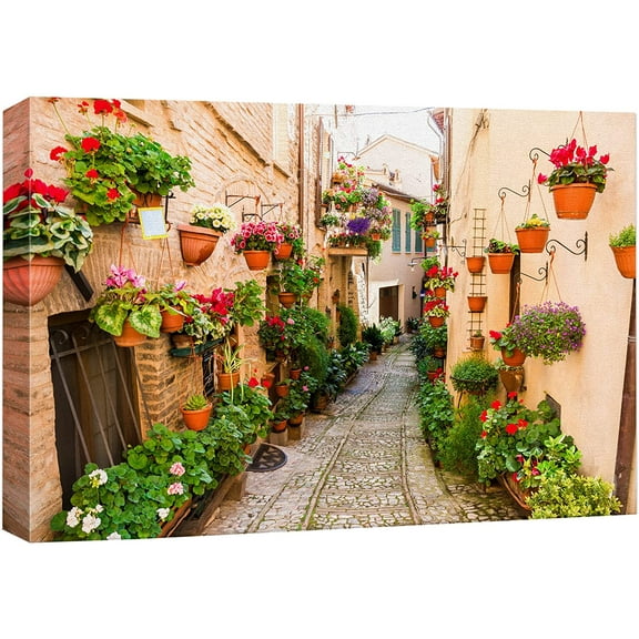 wall26 Canvas Print Wall Art Floral Botanical Garden Italian Alley Nature Wilderness Photography Realism Rustic Scenic Landscape Earth Panorama Colorful for Living Room, Bedroom, Office - 32"x48